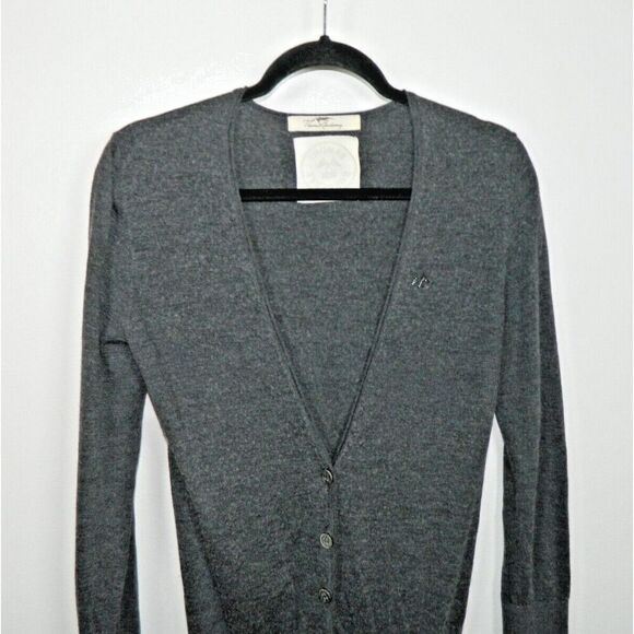Thomas Burberry Cardigan Sweater Men's Size Small Gray Cashmere Wool Lightweight - Picture 3 of 12